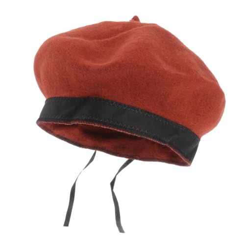 1Pc Adorable Wool Beret Hat Fashionable Warm Accessory for Boys Soft Breathable for Autumn Spring Outfits Stylish Cap Orange