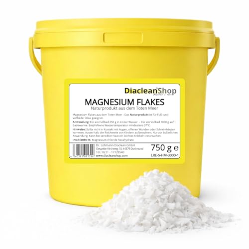 Magnesium Flakes 750g aus dem Toten Meer – 100 % naturreines Badesalz, ideal für Fußbäder, Vollbäder & Wellness, auch perfekt zur einfachen Herstellung von hochwertigem Magnesiumöl