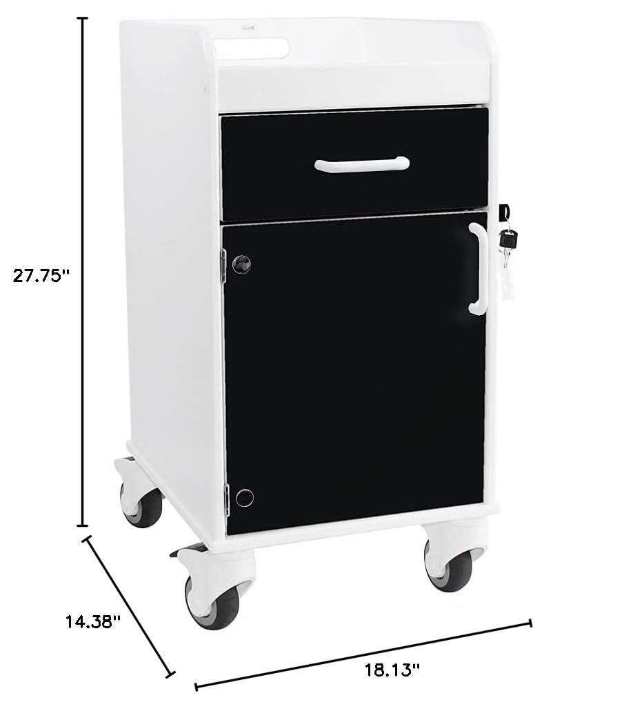 Bedside Cart with Black Drawer