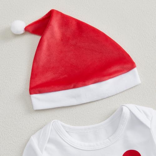 Lamuusaa Newborn Baby Boy Christmas Outfit The Baby Who Stole Christmas Romper Warm Plush Long Pants Xmas Hat Set 0-12M2