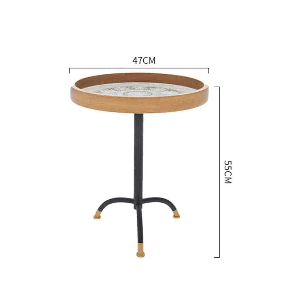 Table Basse en Bois Massif à crocheté tricoté Simple en Bois trempé Table de Table latérale en Verre carré