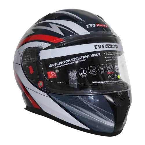 Image of TVS Racing Bluetooth Ready Helmet for Men's Bike: Full Face Helmet for Men, Premium Bike Helmet for Ultimate Safety & Style - Riding Helmets for Men Bike Adventures White /Black