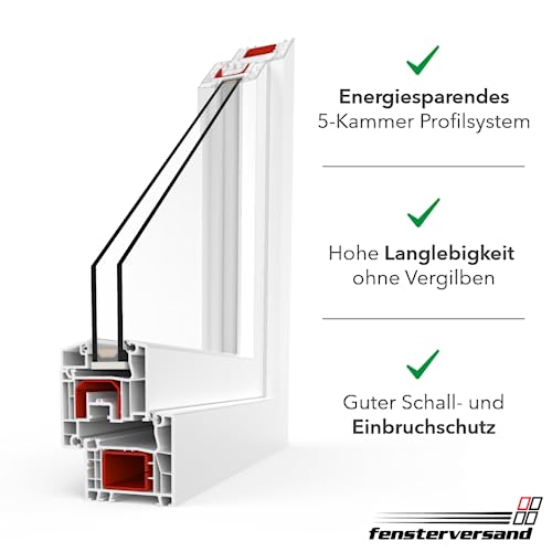 FENSTERVERSAND - Kellerfenster 80 x 40 Kunststofffenster Weiß - 2-fach Verglasung mit Klarglas - Dreh- & Kippfenster, Fenster Kunststoff - DIN rechts - BxH: 800x400 mm, 70 mm Profil