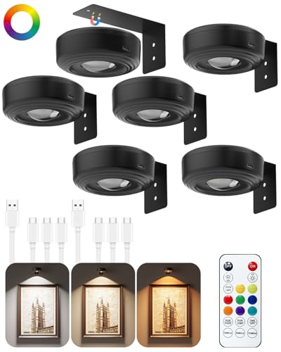 Lampe magnétique Skairipa élégante pour tableau mural lot de 6 finitions noires 2200 mAh