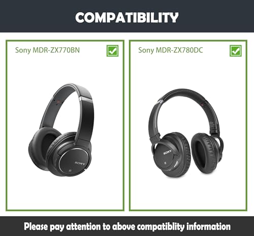 Almohadillas para auriculares Premium de repuesto compatibles con Sony MDR-ZX770BN y MDR-ZX780DC, con cuero sintético suave y espuma viscoelástica miniatura 2