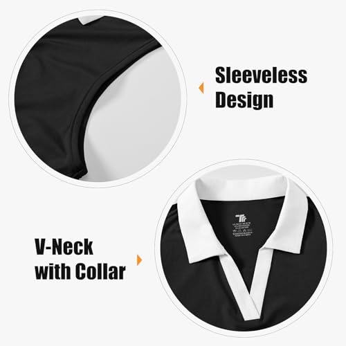 Image of BGOWATU Women's Sleeveless Golf Polo Shirts Collared V Neck Tennis Tank Tops UPF 50+ Quick Dry Lightweight