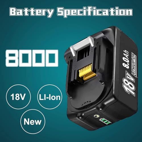 2x 8.0Ah Replacement for Makita 18V Batteries Upgraded Lithium-ion Battery