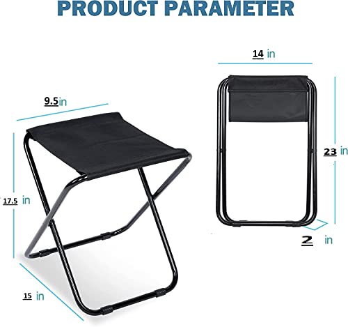Image of MH Classic Camp Chair, Foldable Stool-Light weight Metal Material 17.5 Height Practical Foldable Stool Design Fishing Picnic Camping BBQ Beach Bath Hunting hiking, climbing a mountain Travel (Black)