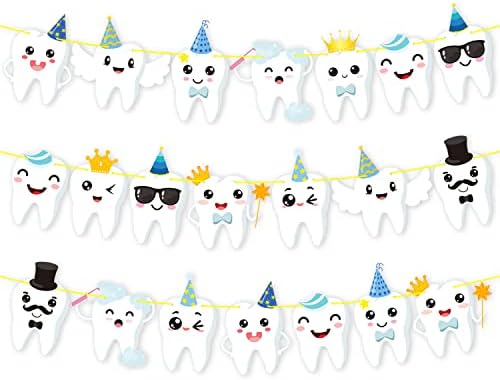 Amazon.com: Tooth Party Banner Dental Birthday Party Banners Tooth ...