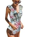 heekpek Costume da Bagno Donna Intero Vita Alta Bikini Costumi Interi Sexy Piscina Spiaggia Elegante Un Pezzo Push Up Floreale Bikini Mare, Floreale, M