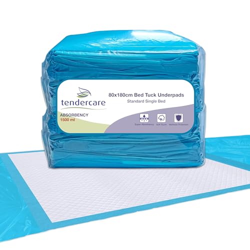 Tendercare - Incontinence Pads For Beds - 40 Disposable Bed Tuck Underpads - 80cm x 180cm - Bed Pad For Incontinence - Super Absorbent & Waterproof - 1500ml Absorbency