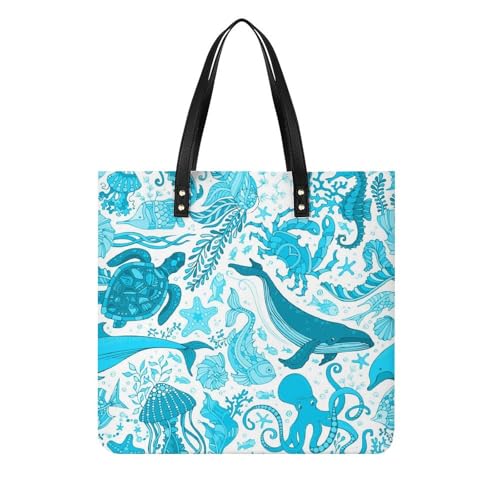 Sac à bandoulière baleine et tortue bleue pour organiser vos affaires de voyage