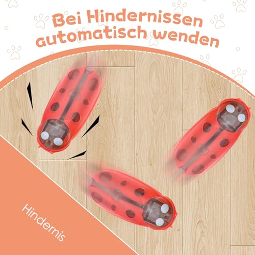 4 Stück Mini Käfer, Elektrische Insekten, Käfer, Kakerlaken, Marienkäfer, Mäuse, ladybug, Maulwürfe, Elektrisches Haustier Marienkäfer Spielzeug für Katzen und Hunde, Insekten Spiel für Kinder