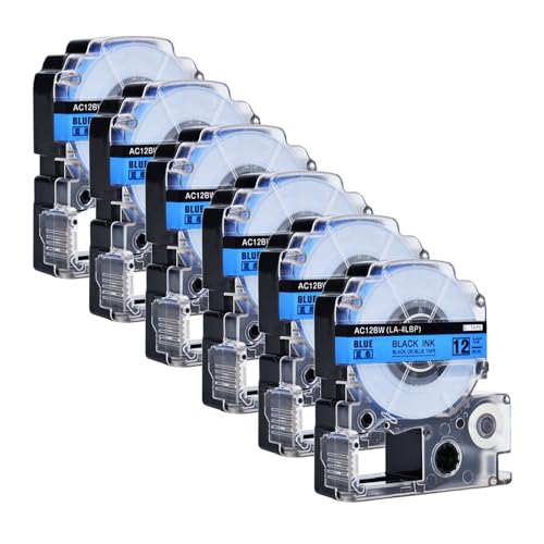6 �A�݊���������܂� �G�v�\�����x���e�[�v SS12KW SS9KW ST12KW SS18KW SS24KW EPSON LW-300 LW-400 LW-600P LW-700 LC-4WBN9 �v�����^�ɑΉ�(Blue,18mm)