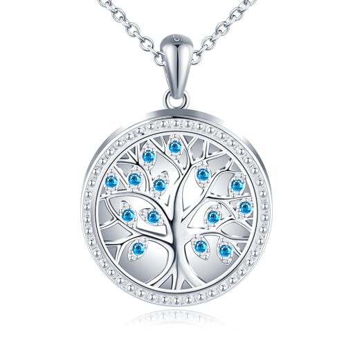 Collier arbre de vie femme argent 925 pendentif médaillon photo évidé zircone avec chaîne