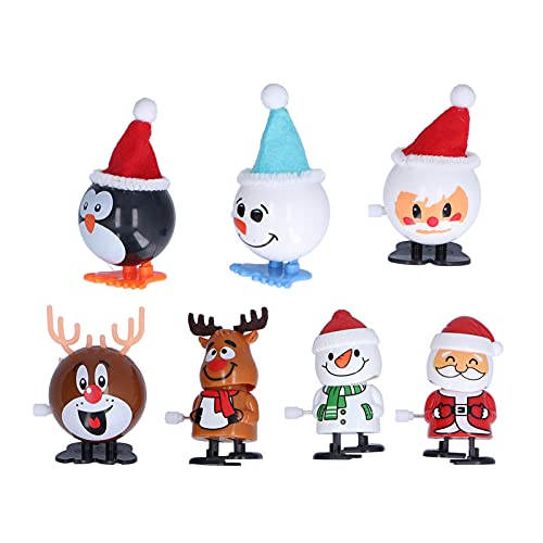 Fauitay Juguetes de viento navideños para niños, rellenos de calcetines de Navidad Lindo muñeco de nieve de Santa Claus variado Movimiento Decoración del hogar para Navidad suministros de fiesta Goody