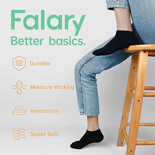 FALARY Sneaker Socken Herren Damen 12 Paar Kurze Halbsocken Baumwolle-Schwarz-43-46