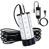 Underwater Fishing Light 60W 7500LM, 530nm Green Submersible Fish Attractant Light with 30FT Cord, 100–240V AC to 12V DC Adapter, Alligator Clip Cable, 40FT Safety Cable, for Night Fishing, Dock, Boat