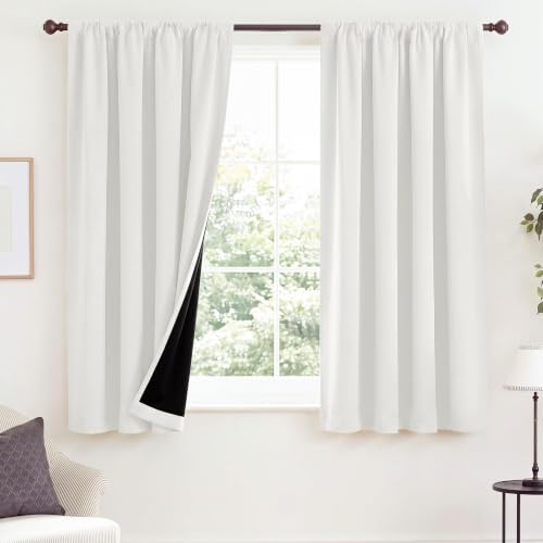NICETOWN White Kitchen Blackout Curtains 42 x 45 inches Long for Window