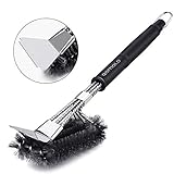 [page_title]-Qomolo Grillbürste 3 in 1 BBQ Grillbürste mit Starken Schaber aus Edelstahl Grill Reinigungsbürste für Holzkohle Elektro Gas Grill Garten Barbecue