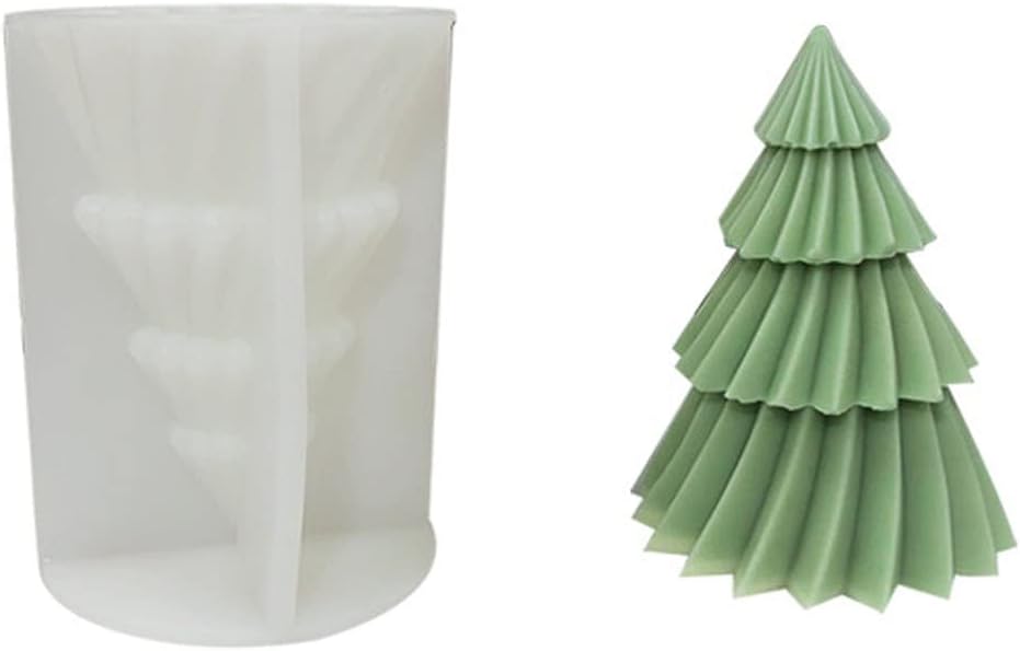 3D Christmas Tree Candle Moulds Silicone Handmade Candle Soap Mould Xmas Silicone Mold for Cake Decorating, Resin Art