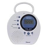 Jensen JWM-160 Water-Resistant Digital AM/FM Bluetooth Shower Clock Radio, Blue