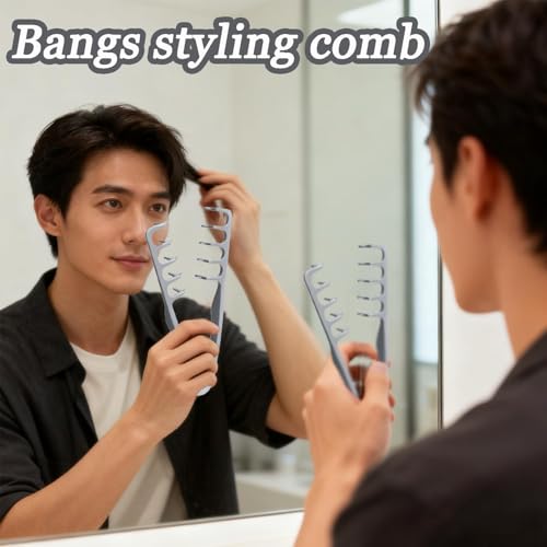 Image of ShackcomTexture Comb for Men - Hair Styling Volume Comb for Curly & Wavy Hair, Volumizing Detangling Brush, Blow Dry & Travel Hair Tool for Natural Lift & Texture (Pack of 1)