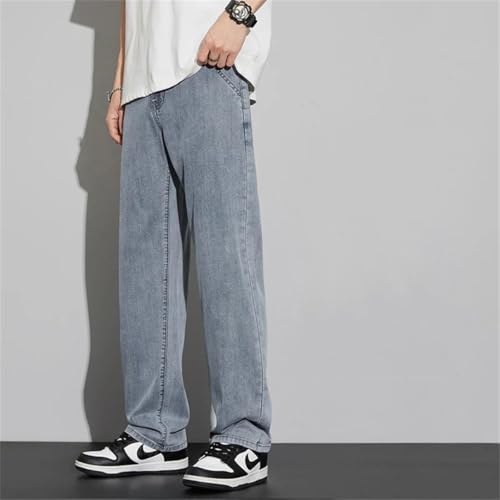 Men's Summer Ultra Thin Jeans Loose Comfortable Straight Elastic Denim Trousers Business Pants2