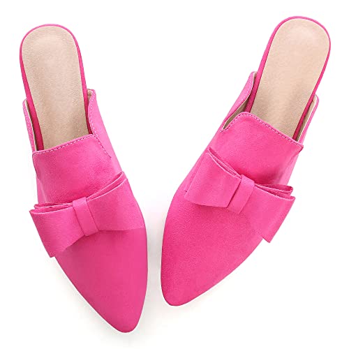 Vfdb Women's Fashion Bowknot Mules Home Slippers Classy Pointed Toe Sandals Slides Shoes For Ladies U-Rose Red Us 7 #TOP3