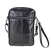 AR BRAND EST. 2021 Mens Man Bag Leather Black With Wrist & Shoulder Strap - Black #2