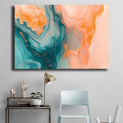 Paysage abstrait mur art orange sans cadre pour décoration moderne - 4