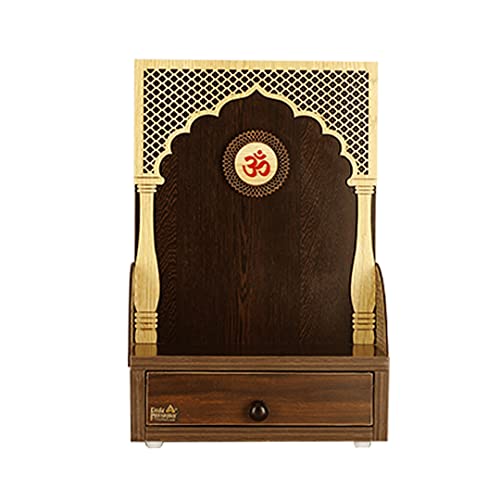 Temple en bois Poojaghar authentique et Mandir sculpté haut de gamme au design OM contemporain