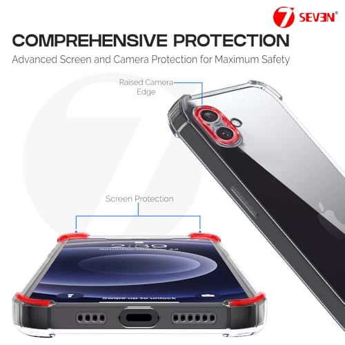 Image of 7SEVEN Compatible with iPhone 16 Transparent Back Cover Soft TPU Silicone Case Shockproof Flexible Bumper Raised Camera Edges Protection Slim and Lightweight Crystal Clear Protective Phone Case