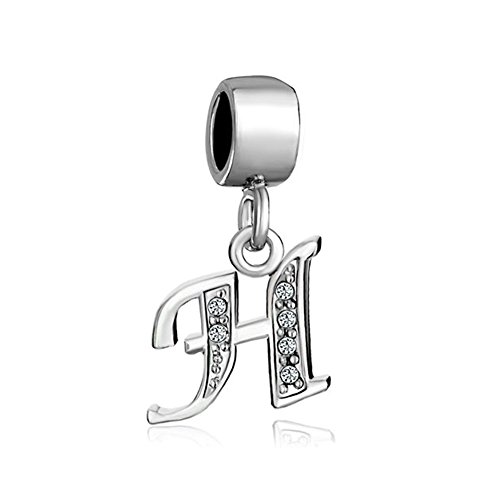 Third Time Charm Dangle H Letter Initial Charm Clear Alphabet Beads for Charm Bracelets
