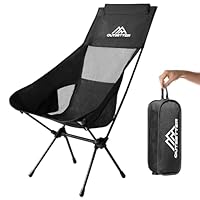 Lightweight Folding Camping Chair Compact Portable Ultralight Fishing Chairs for Adults and Kids Small Camp Beach Chair with Carry Bag Outdoors Lawn Hiking Beach Trip Travel Picnic Garden Black Taller