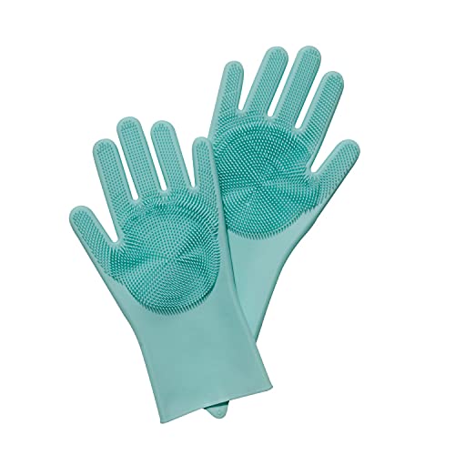 Handy gourmet silicone scrubbing gloves - teal