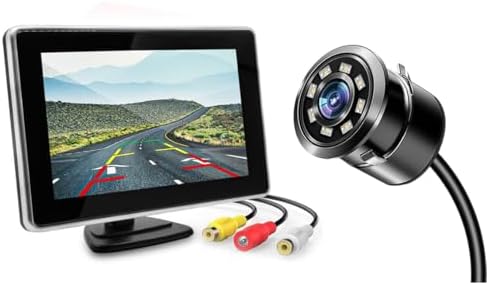 Fabtec 5 Inch Dashboard TFT LCD Rear View Monitor Screen with 8 LED Parking Camera Combo