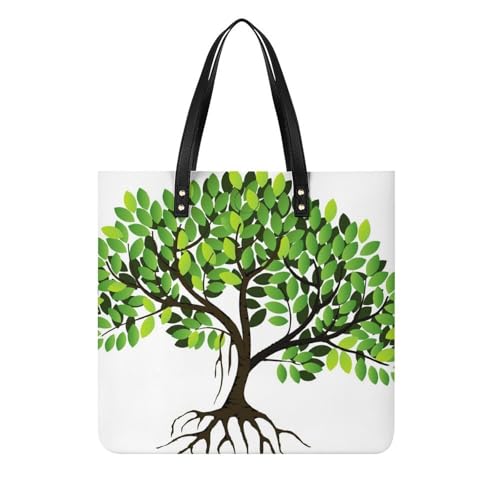 Sac à main shopper haut de gamme motif arbre grand format tote bag chic 39x39cm