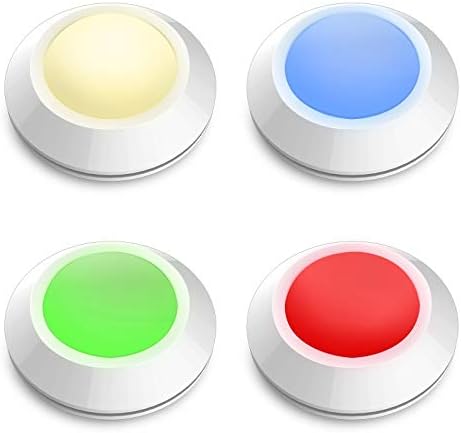 HONWELL Push Light, Color Changing Puck Lights, Stick Lights for Closets, Multi Colored Fairy Lights, Dimmable Tap Light Wireless Battery Powered LED Classroom Noise Level Lights(4Pack)