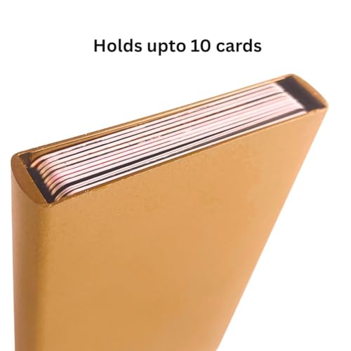 Image of Bracevor 10 Slot popup Aluminium Metal Card Holder Wallet | RFID Blocking | for Men & Women | Credit & Debit Cards - Golden