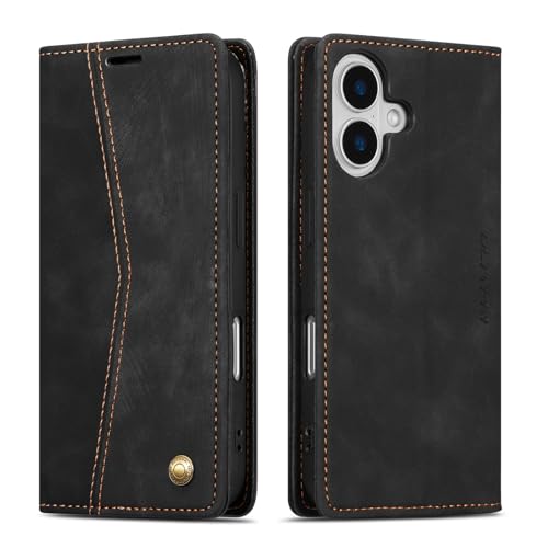 Étui coque iPhone 16 antichoc protection intégrale en cuir avec rangement cartes