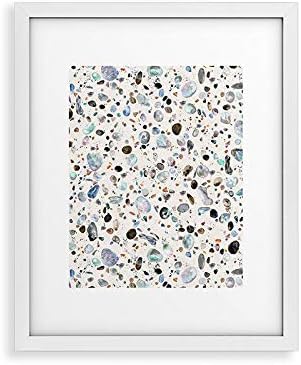 Deny Designs Ninola Designs Framed Art Print, White Modern (8" x 10"), Pebble Terrazzo Blue