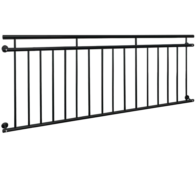 ECD Germany Balustrade Française 90x225 cm avec 16 Barreaux de Remplissage, Noir Mat et Rugueux, Acier peint par Poudrage, Garde-Corps de Balcon, Grille de...