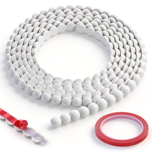 Molduras Decorativas Pared 15mm*3m, Blanco Molduras de Pared Autoadhesivas de Perla, Flexible y Pintable Rodapie PVC con Cinta Doble Cara Reforzada, Moldura Adhesiva para Cocina, Techo y Ventanas