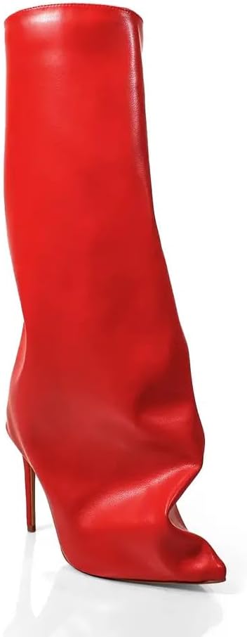 Liliana Wanka-1 Women's Fold Over High Heel Pointed Toe Slouchy Boots
