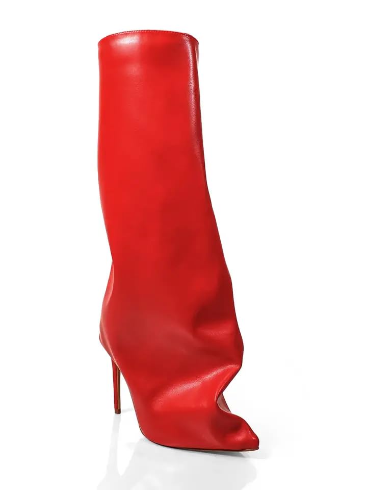Liliana Wanka-1 Women's Fold Over High Heel Pointed Toe Slouchy Boots
