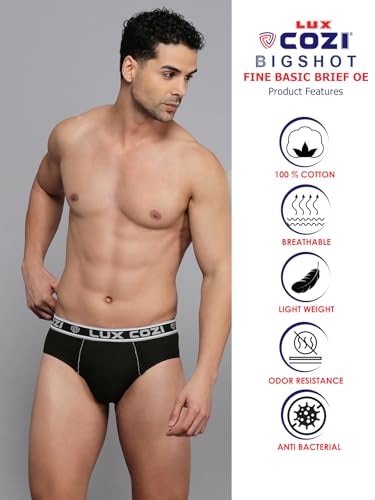 Image of Lux Cozi Men's Regular Fit Solid Cotton Briefs for Men | Outer Elestic Brief for Men | Color May Vary |Pack of 4