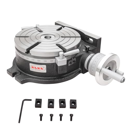 KAKA INDUSTRIAL HV-12, 12”Horizontal Vertical Rotary Table TSL Vertical & Horizontal MT4 Center Sleeve Rotary Table 6 slot Precision Milling Table 360 Degrees Precision Rotary Table