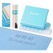 Worklion Binding Machine for Planner Small Bookbinding Machine with Multicolor Loose Leaf Binder Rings for Making 26 Holes/B5 Paper, 30 Holes/A4, 20 Holes/A5 Book, 29 Holes/Letter Size, Blue