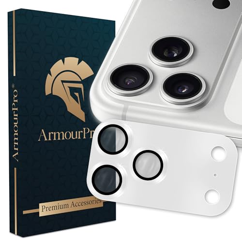Image of ArmourPro Camera Lens Protector for iPhone 17 Pro Max 6.9-Inch, Full Coverage 9H Tempered Glass Ring Cover, Matte Metal Plate, Case Friendly | Silver, Pack of 1